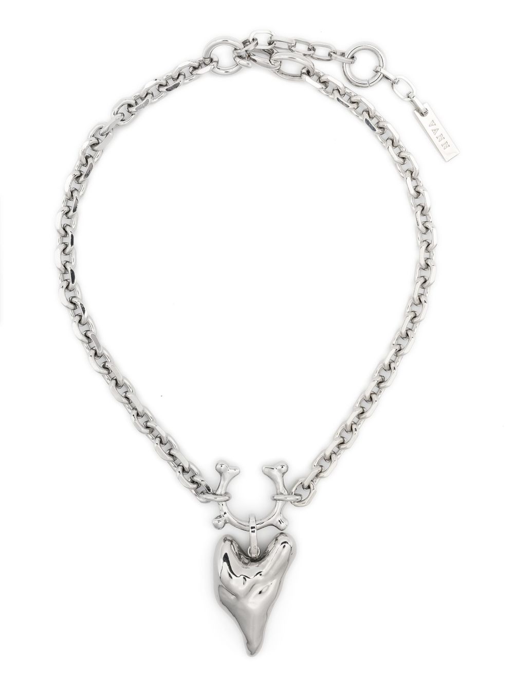 Vann Jewelry 小号心形项圈式项链 - 银色