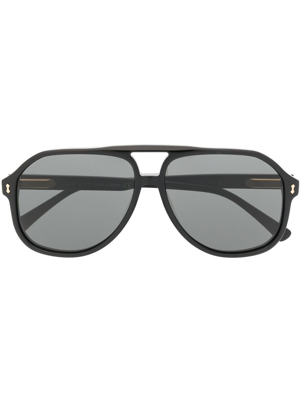 Gucci Eyewear 飞行员镜框太阳眼镜 - 黑色