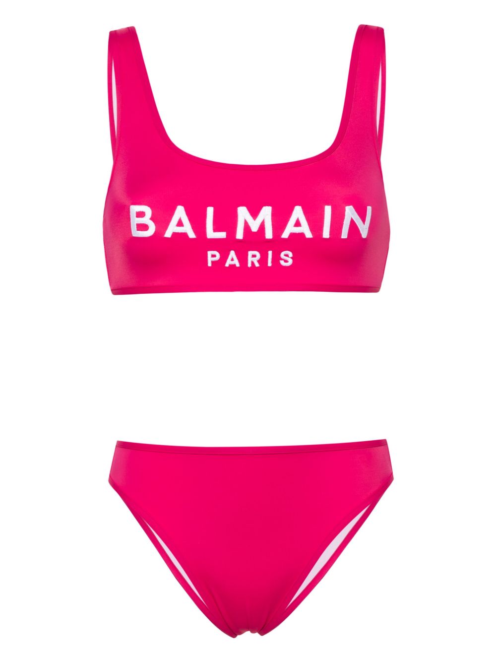 Balmain 刺绣logo大圆领比基尼套装 - 粉色
