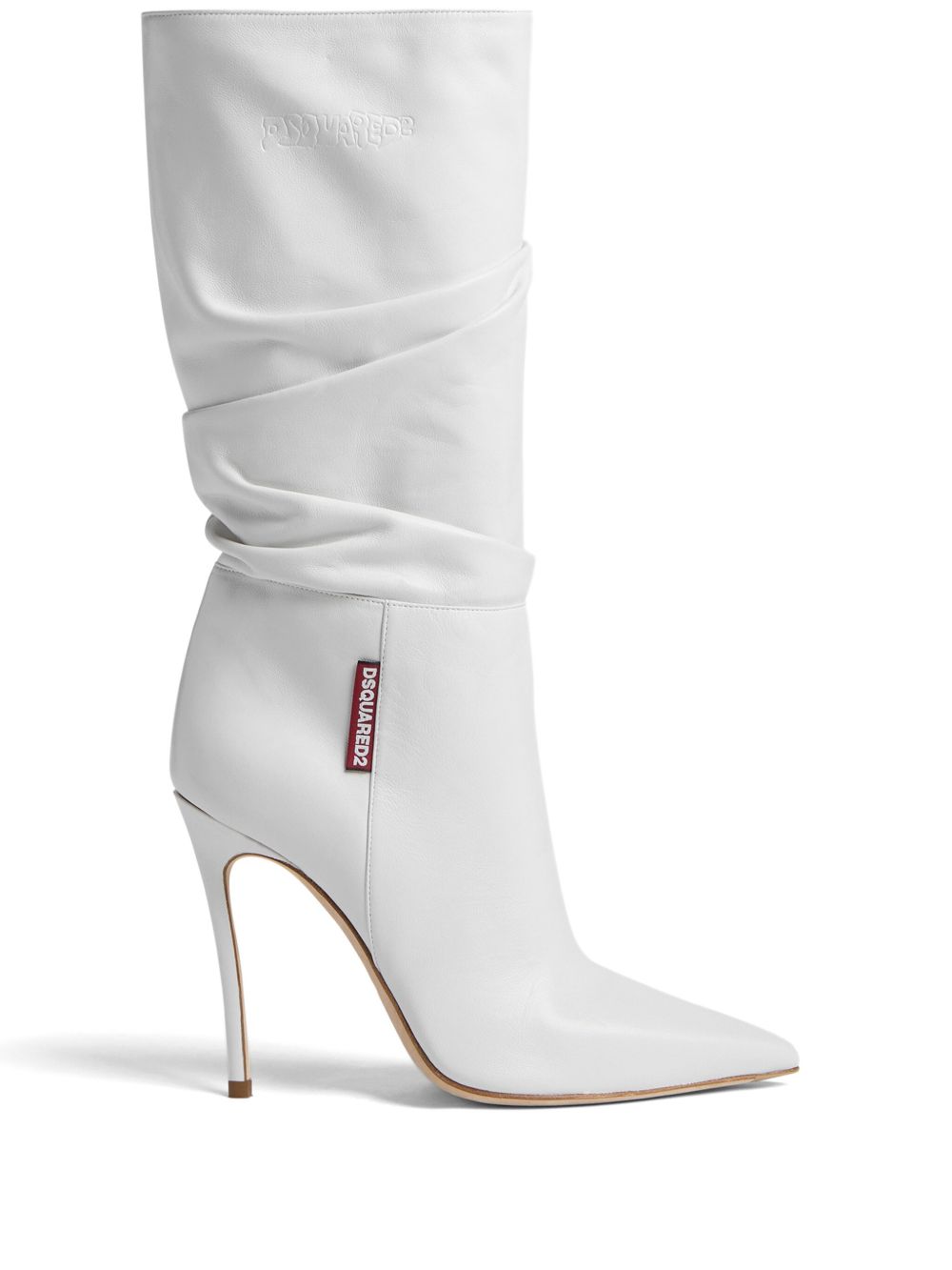 DSQUARED2 垂坠细节高跟皮靴 - 白色