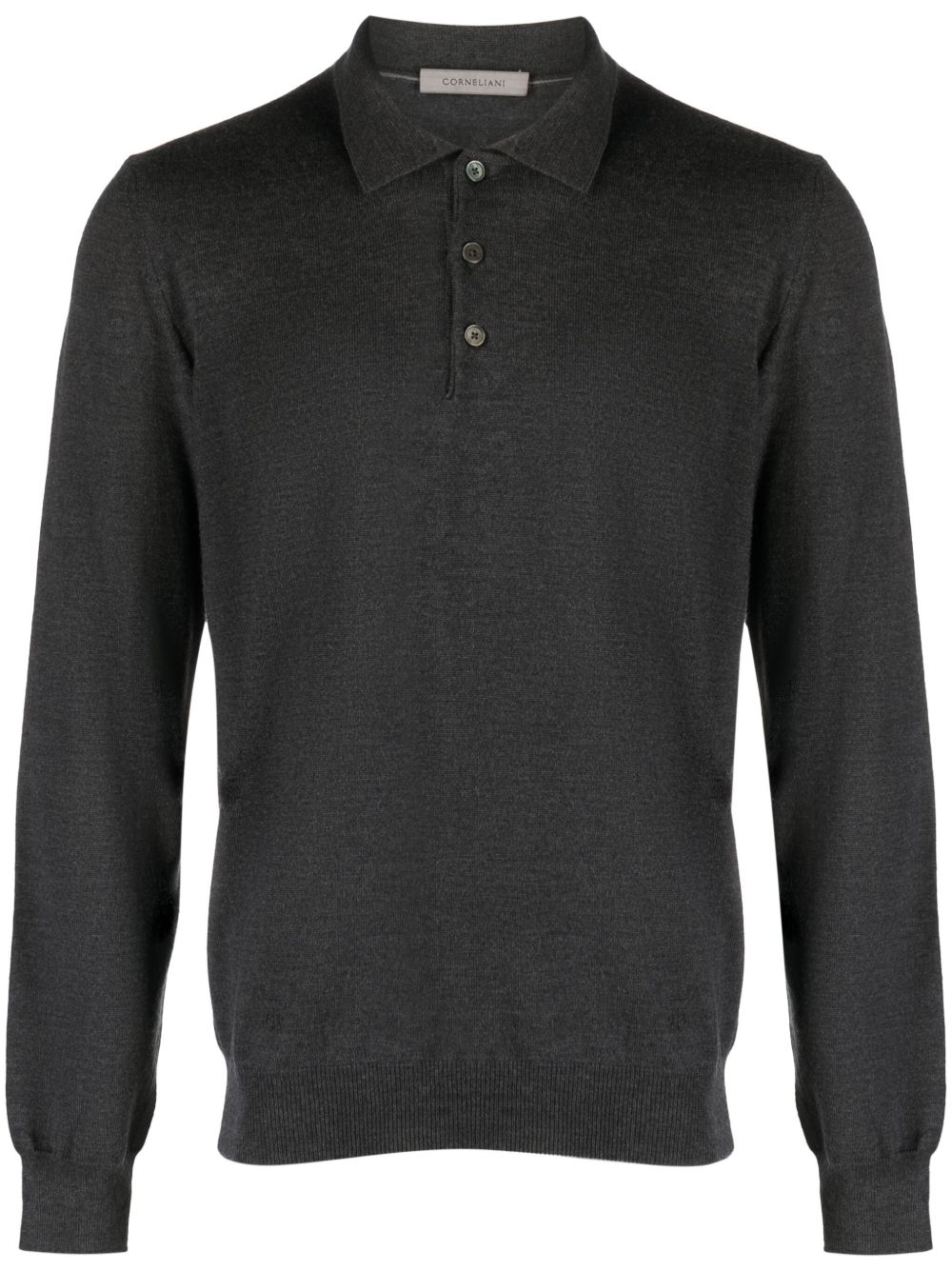 Corneliani 长袖初剪羊毛polo衫 - 灰色