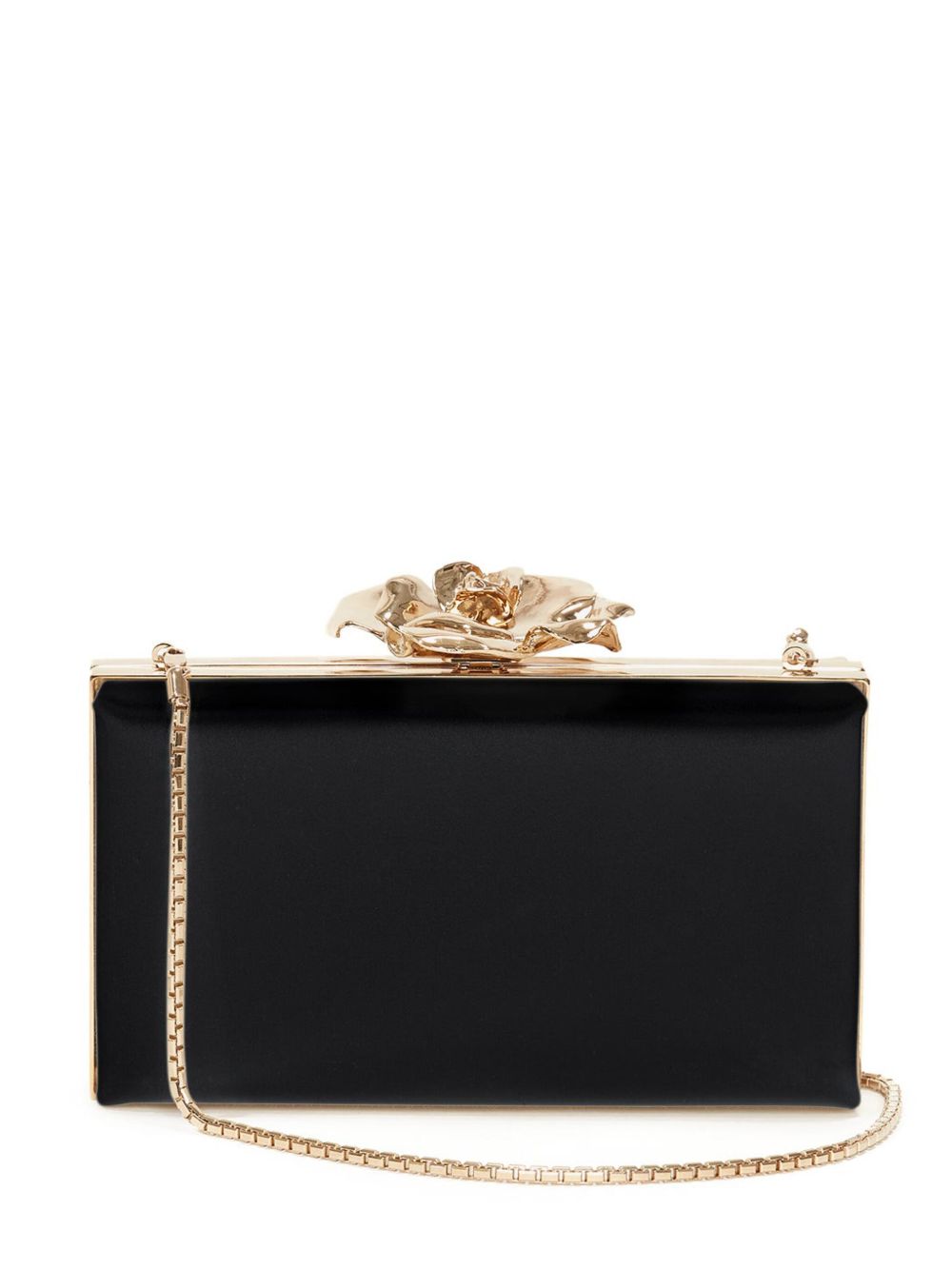 Victoria Beckham Frame Flower 缎面手拿包 - 黑色