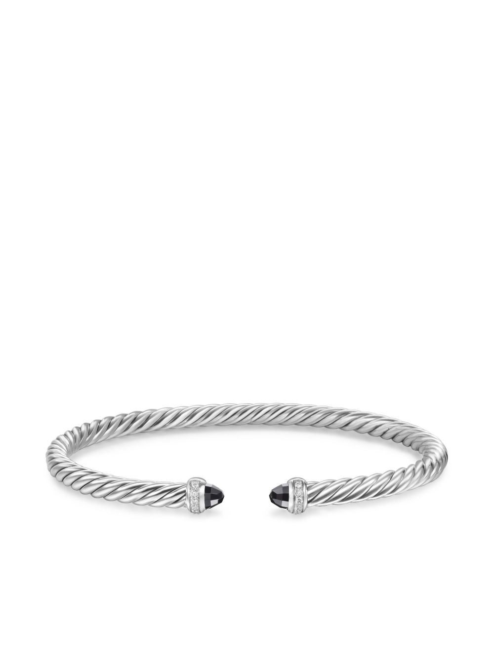 David Yurman 纯银 Cablespira 缟玛瑙钻石手链 - 银色
