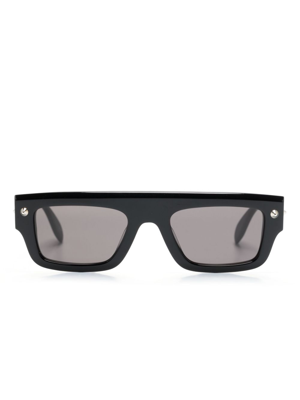 Alexander McQueen Eyewear logo压纹长方框太阳眼镜 - 黑色