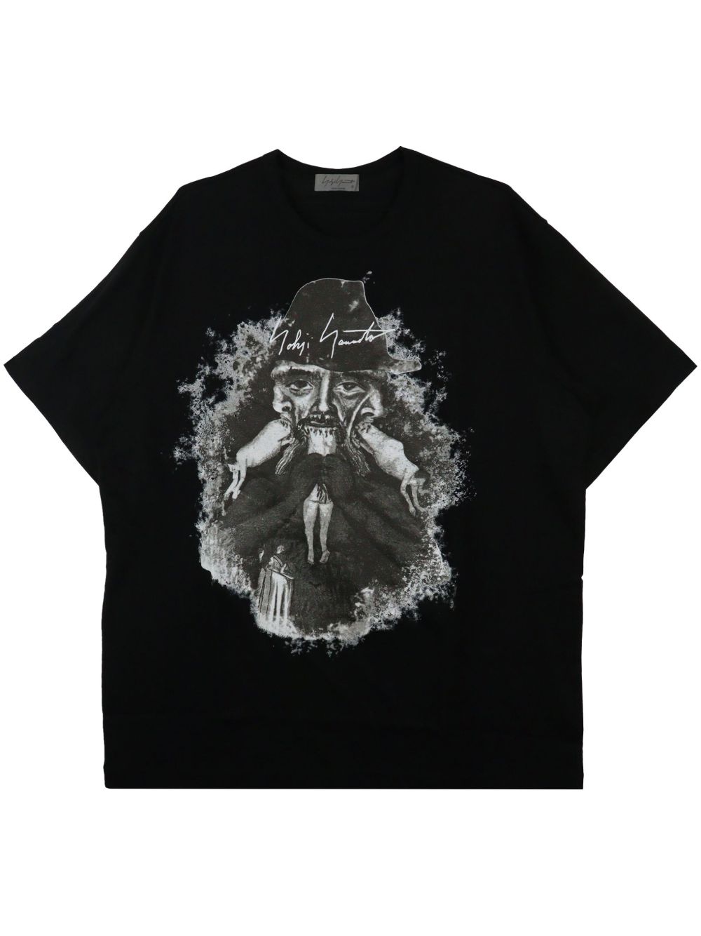 Yohji Yamamoto 图案印花棉T恤 - 黑色