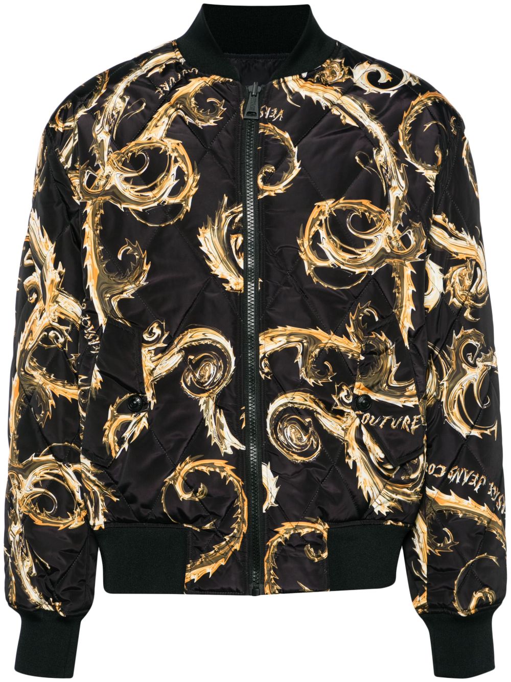 Versace Jeans Couture 双面填充飞行员夹克 - 黑色