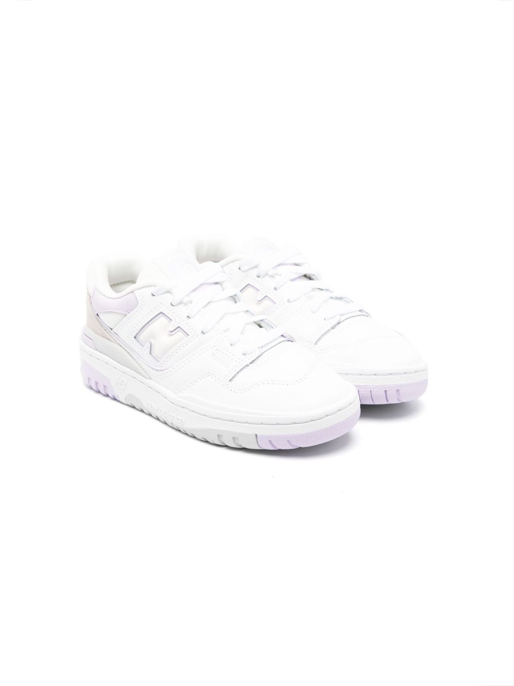New Balance Kids 550 双色皮质运动鞋 - 白色