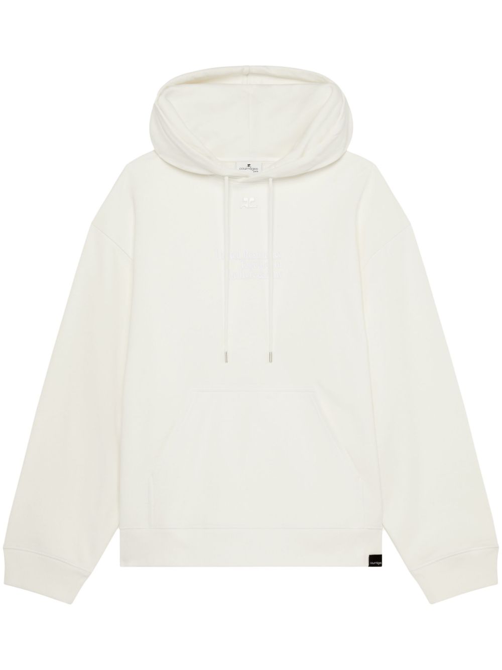 Courrèges 标语刺绣平纹针织连帽衫 - 白色