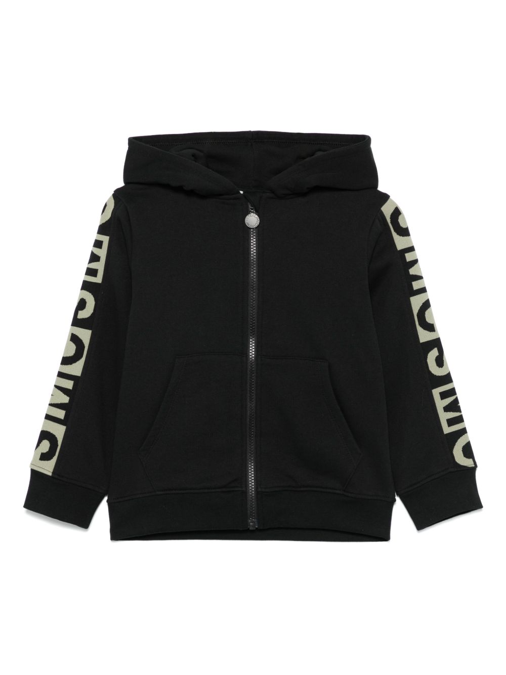 Stella McCartney Kids logo提花拉链连帽衫 - 黑色