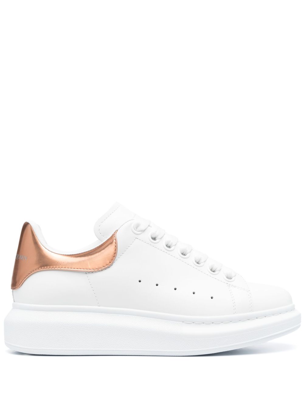 Alexander McQueen 厚底皮质运动鞋 - 白色