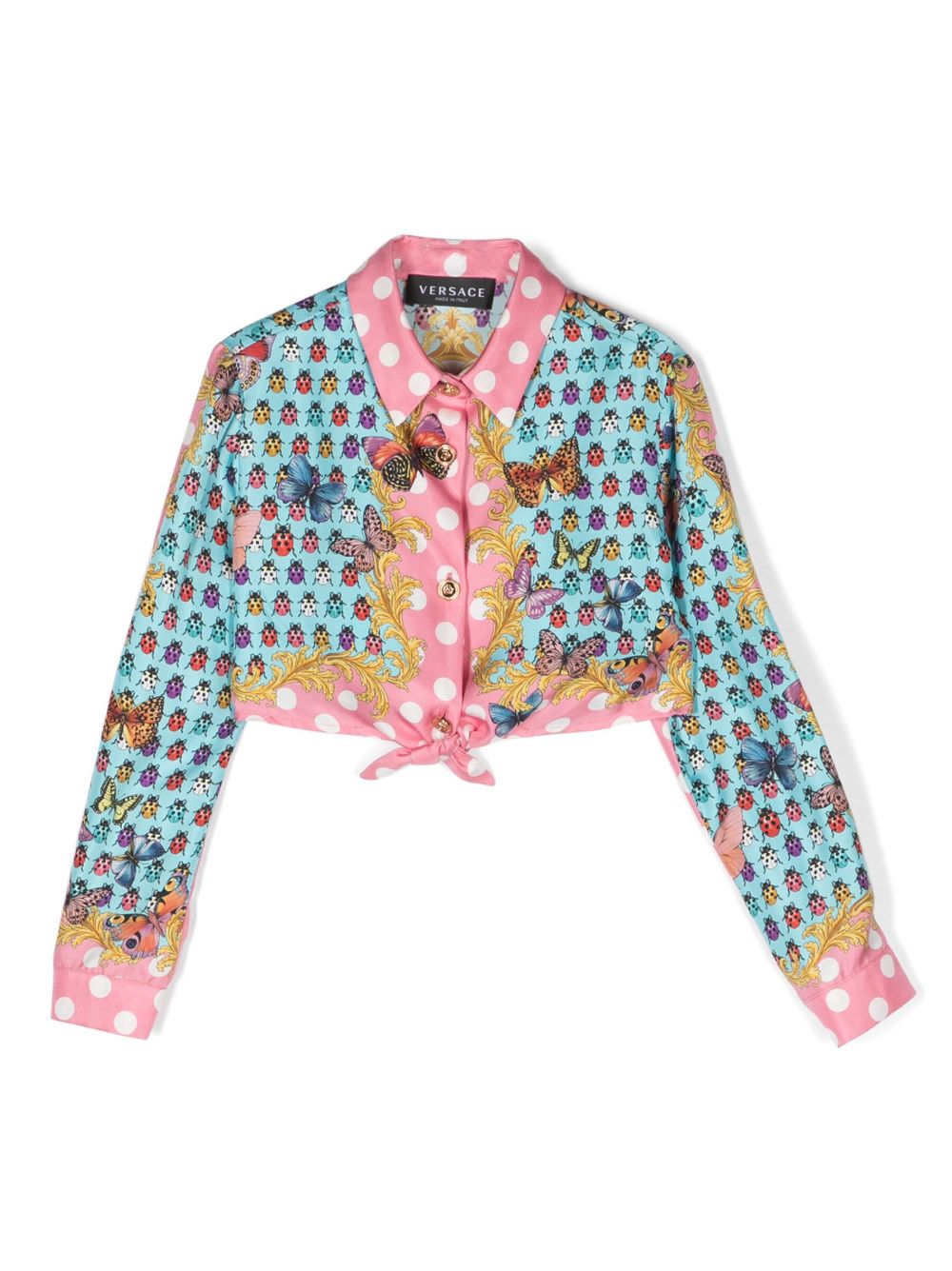 Versace Kids Butterflies 真丝衬衫 - 粉色