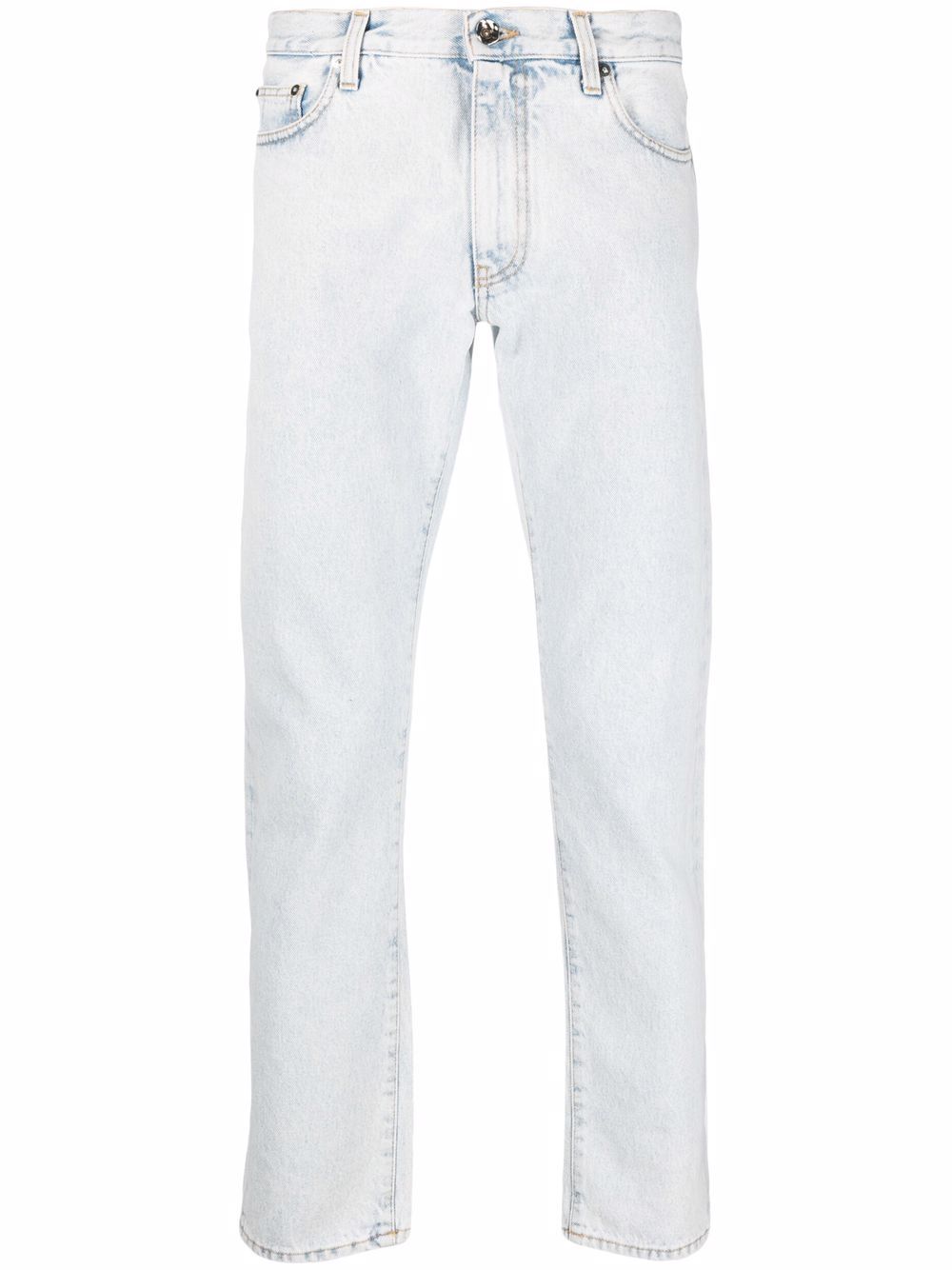 Off-White Diag 条纹修身牛仔裤 - 蓝色