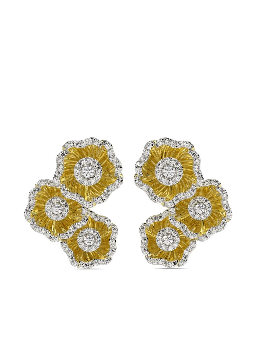 Marchesa 18K黄金 Halo Flower 钻石耳环 - 金色