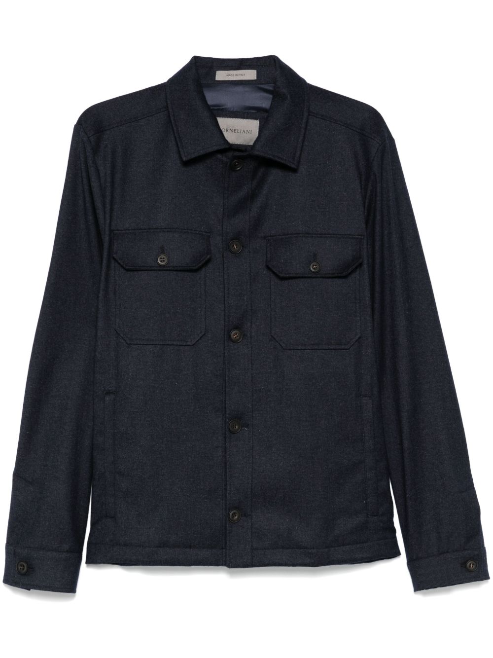 Corneliani 斜纹布衬衫式夹克 - 蓝色