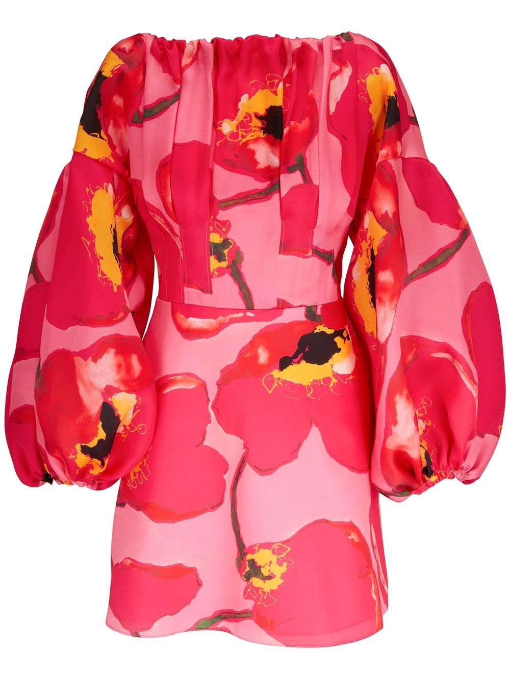 Carolina Herrera 泡泡袖花卉迷你连衣裙 - 粉色