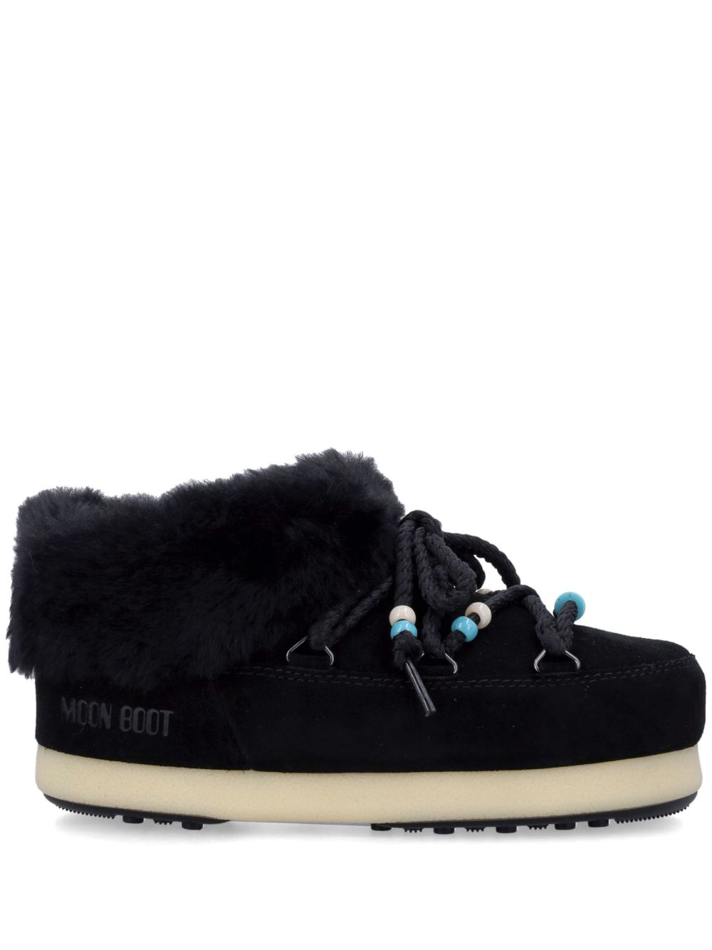 Moon Boot 珠饰绒面皮穆勒鞋 - 黑色
