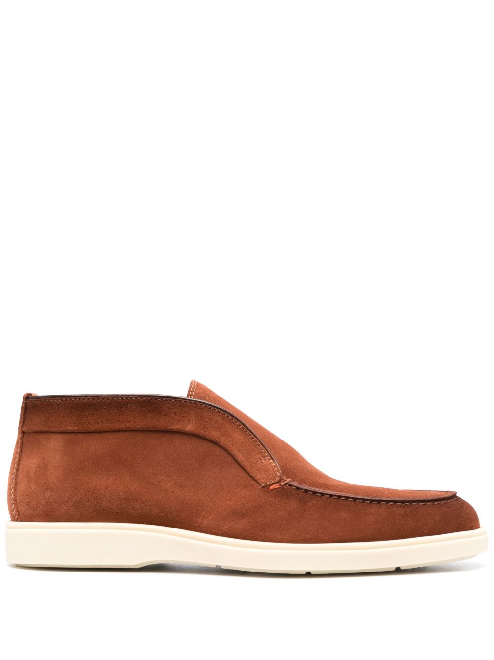Santoni 套穿式绒面皮沙漠靴 - 褐色