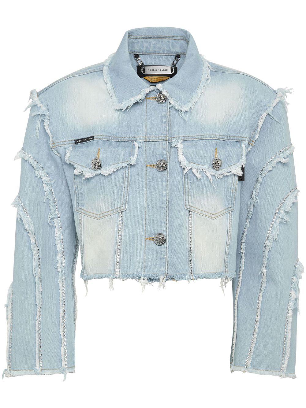 Philipp Plein 棉短款牛仔夹克 - 蓝色