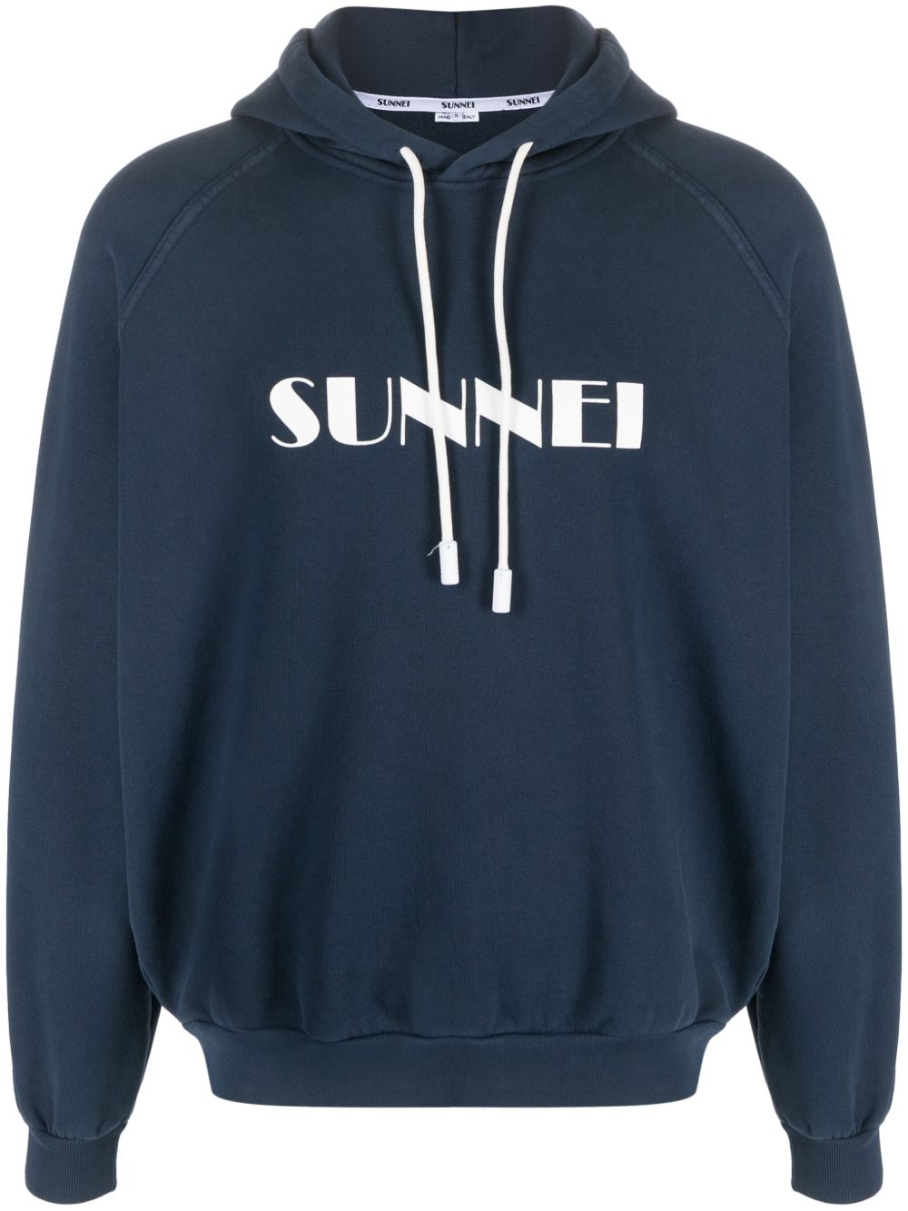 Sunnei logo印花棉连帽衫 - 蓝色