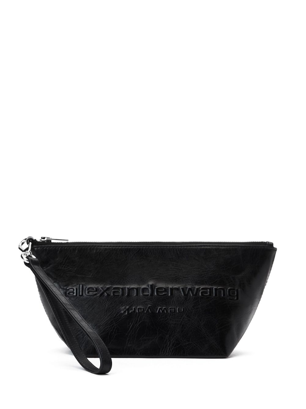 Alexander Wang logo压纹皮质小袋 - 黑色