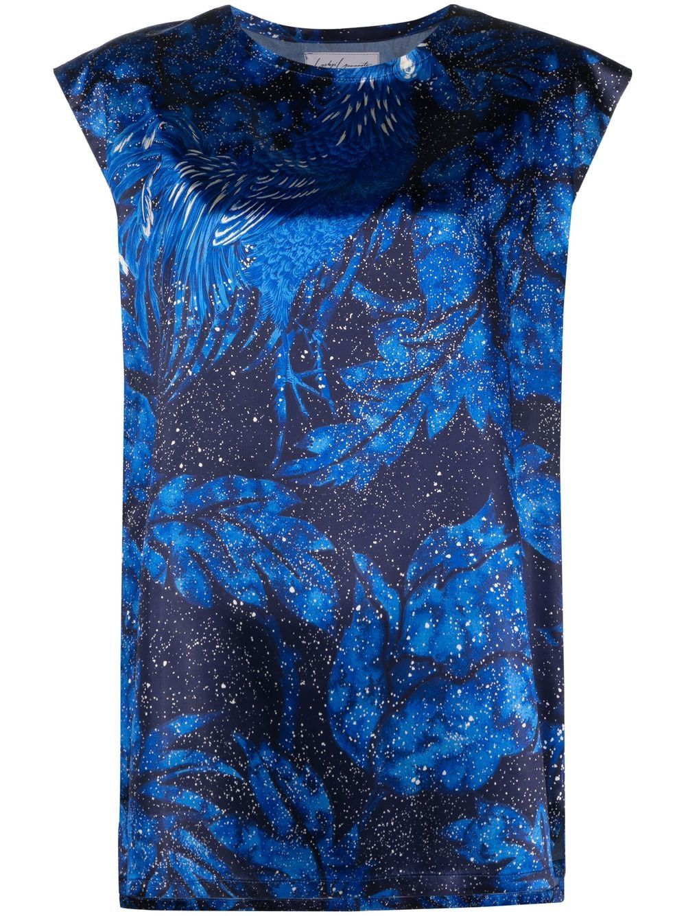 Yohji Yamamoto Pre-Owned 叶片印花罩衫（2000年代典藏款） - 蓝色