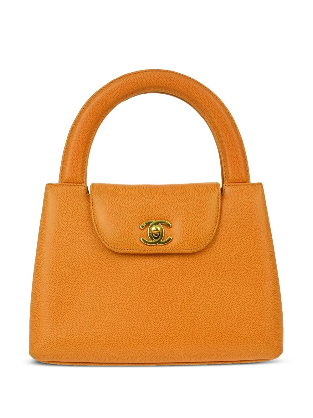 CHANEL Pre-Owned CC 皮质手提包（1998年典藏款） - 橘色