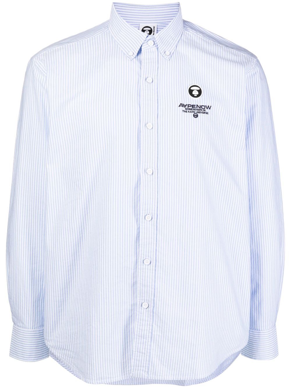 AAPE BY *A BATHING APE® logo刺绣条纹衬衫 - 蓝色