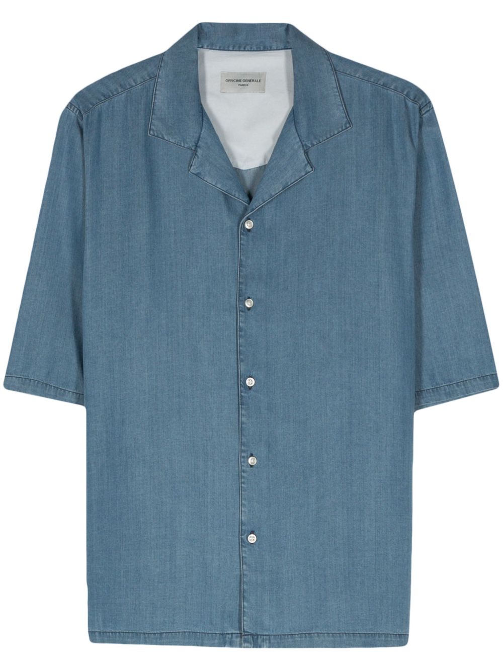 Officine Generale 钱布雷布莱赛尔纤维衬衫 - 蓝色