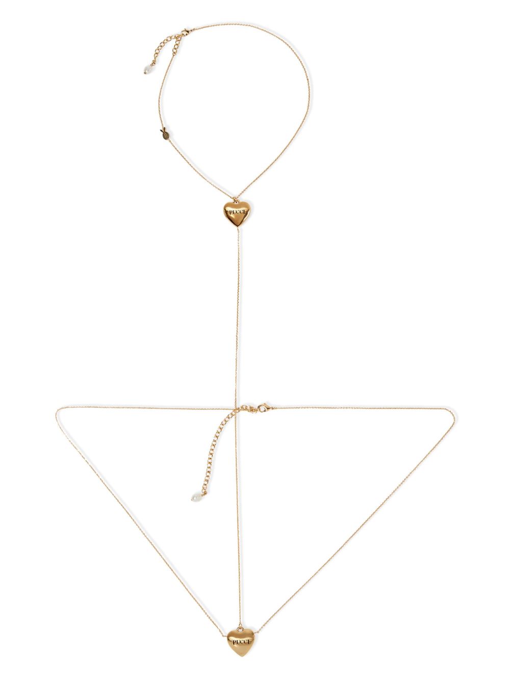PUCCI Hearts logo雕刻身体链 - 金色