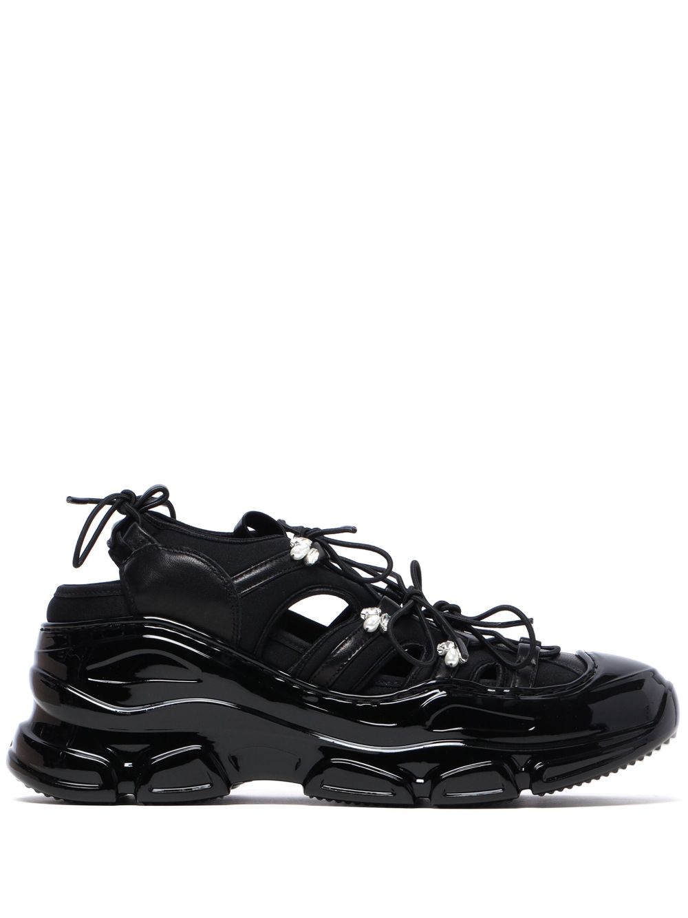 Simone Rocha Tracker 镂空运动鞋 - 黑色
