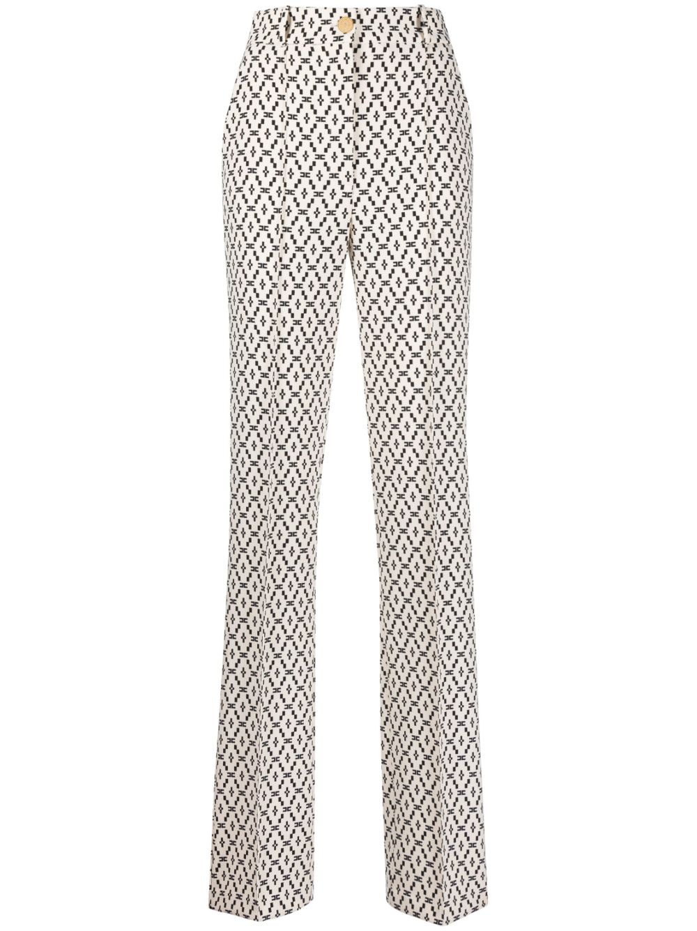 Elisabetta Franchi 经典logo印花高腰长裤 - 中性色