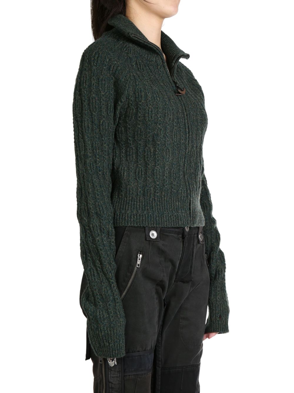 Hyein Seo detachable-gloves cropped cardigan - 绿色
