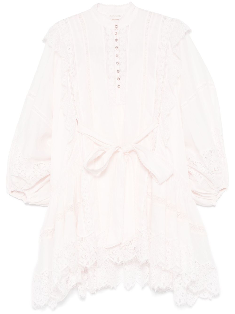 ZIMMERMANN Crush Lace Billow 迷你连衣裙 - 粉色