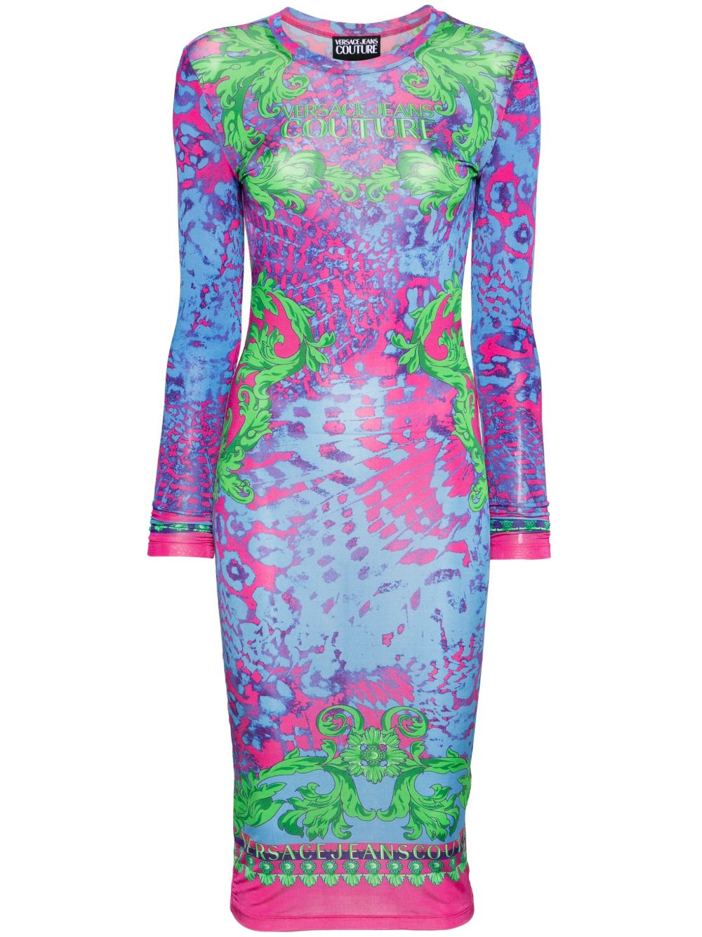 Versace Jeans Couture Animalier Couture 中长连衣裙 - 蓝色