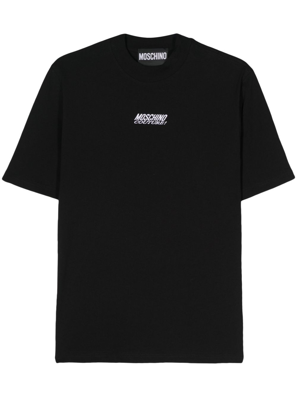 Moschino logo刺绣棉T恤 - 黑色