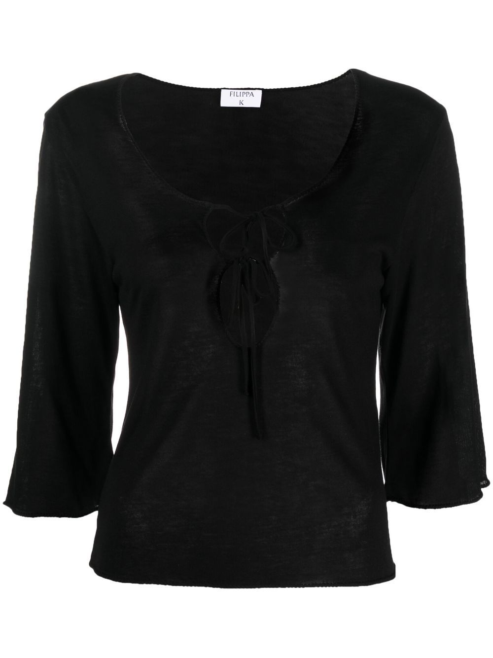 Filippa K 系带细节七分袖罩衫 - 黑色