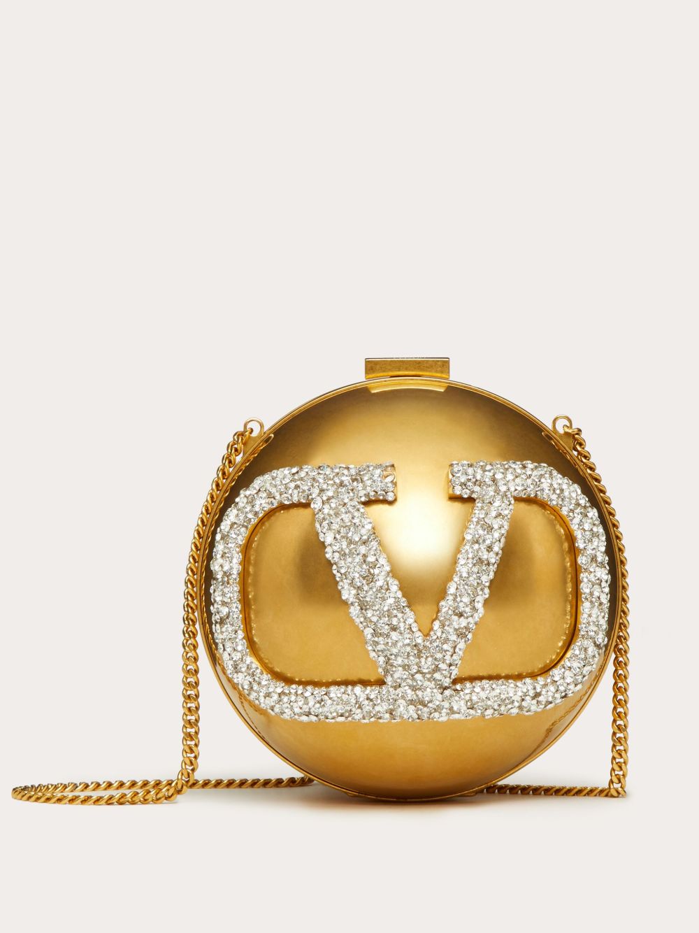 Valentino Garavani Vlogo 晶饰手拿包 - 金色