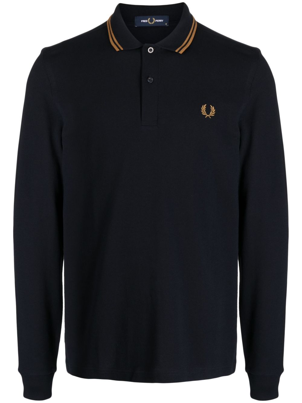 Fred Perry logo刺绣棉polo衫 - 蓝色