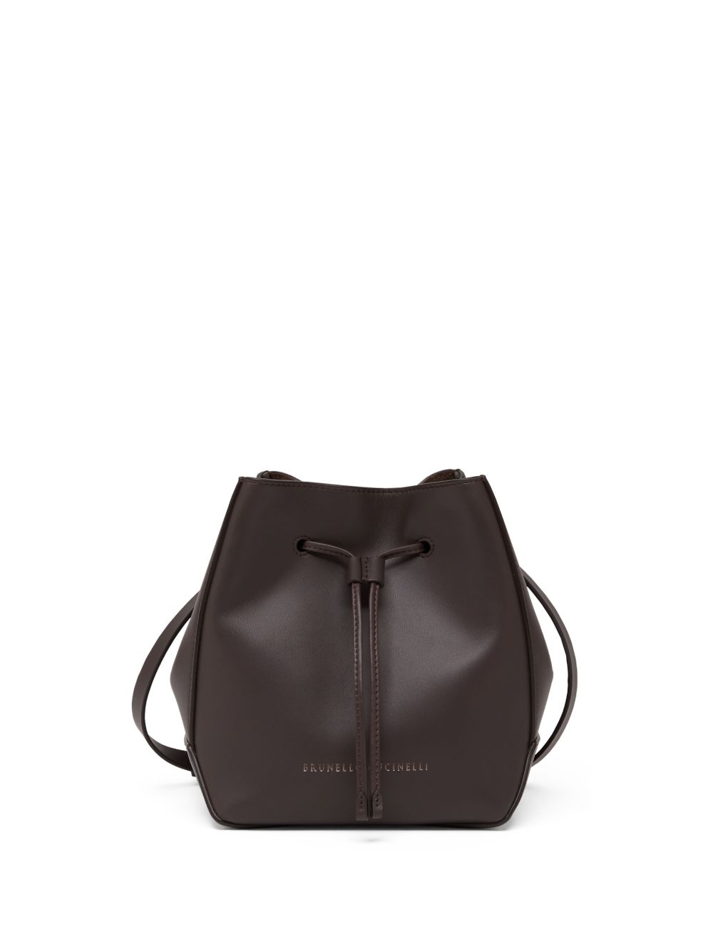 Brunello Cucinelli BC Duo 小号皮质水桶包 - 褐色