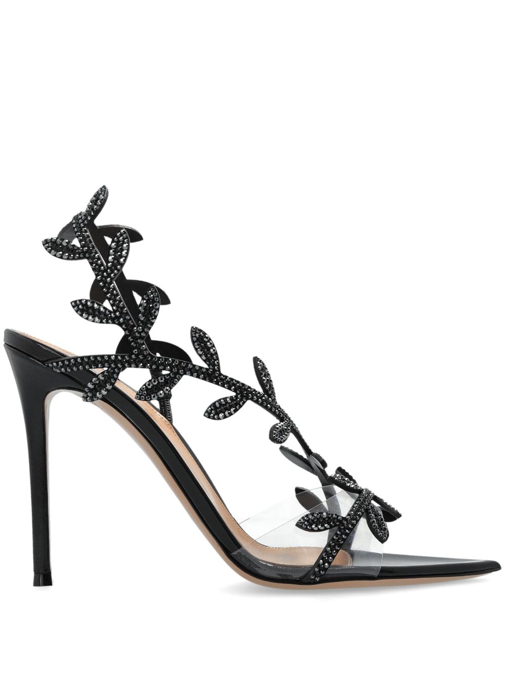 Gianvito Rossi Flavia 皮质高跟凉鞋（10.5厘米） - 黑色