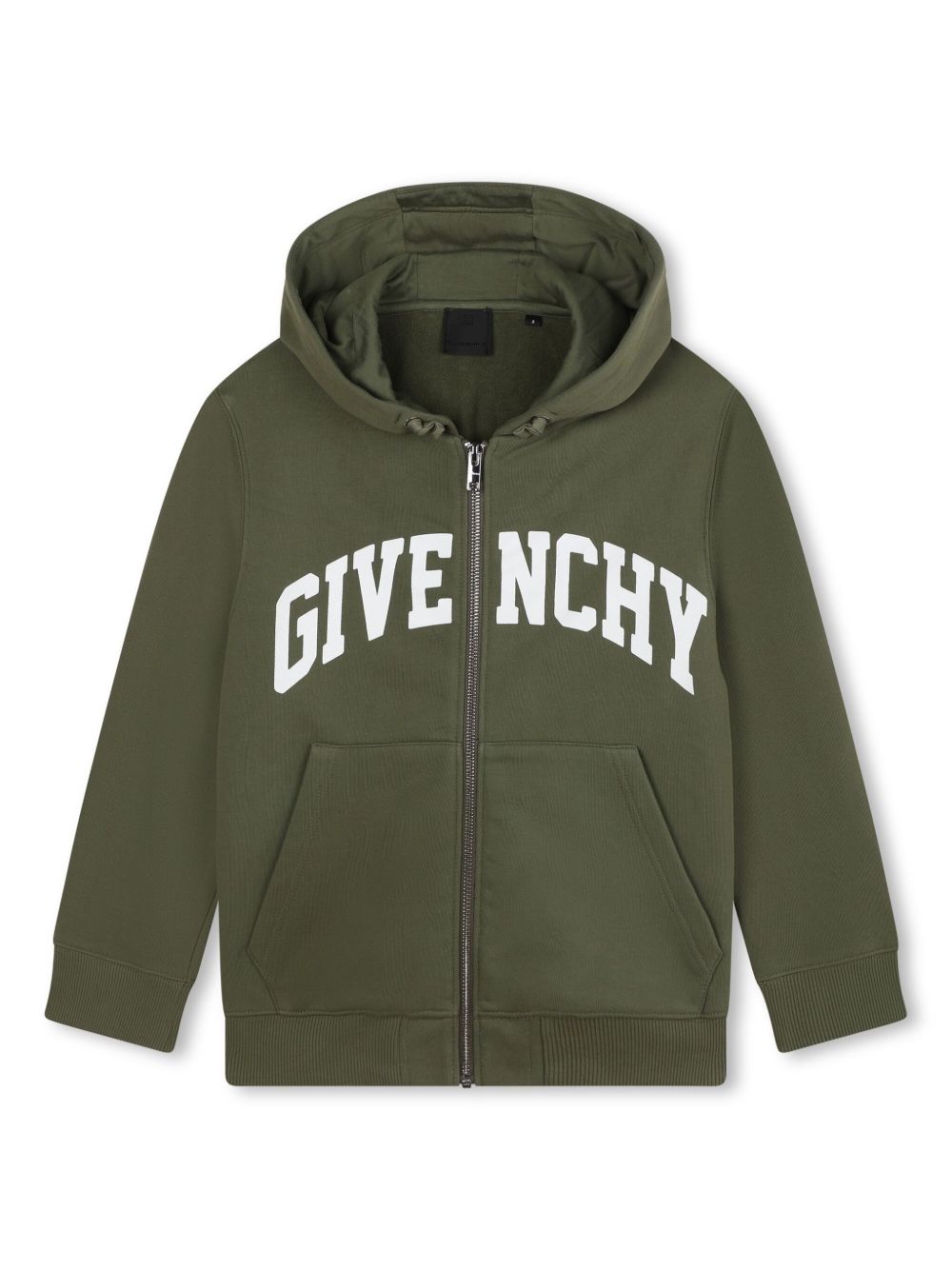 Givenchy Kids logo印花拉链开衫 - 绿色