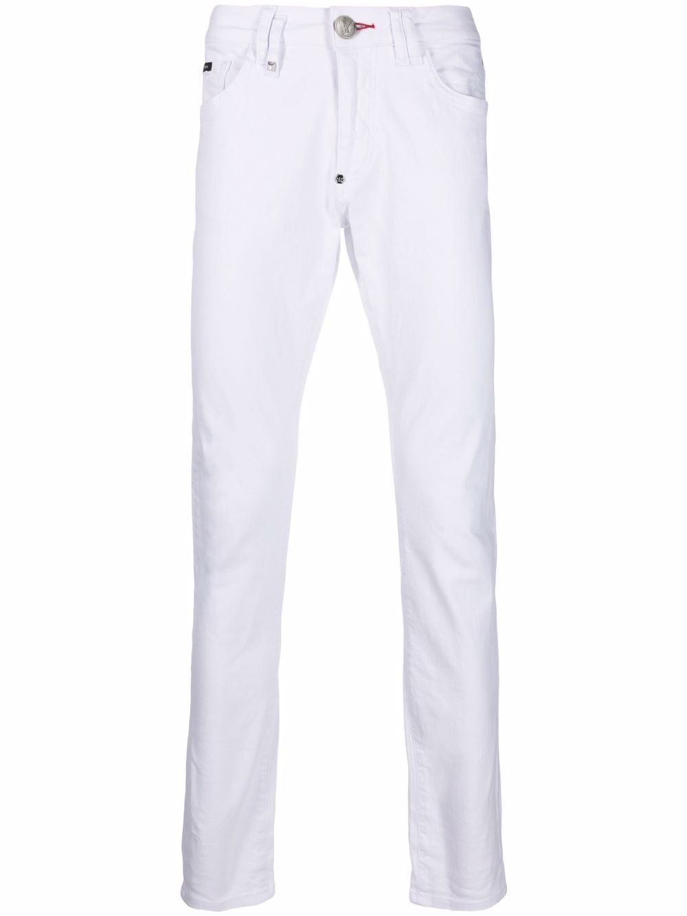 Philipp Plein logo修身牛仔裤 - 白色