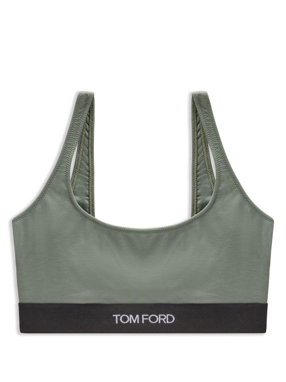 TOM FORD logo印花大圆领文胸 - 绿色