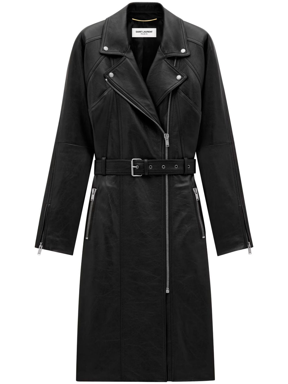 Saint Laurent 皮质大衣 - 黑色