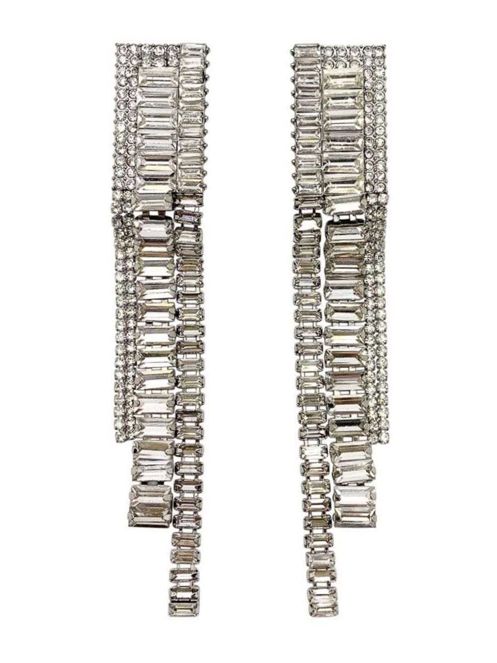 Jennifer Gibson Jewellery Vintage deco inspired long line cocktail earrings 1960s - 银色