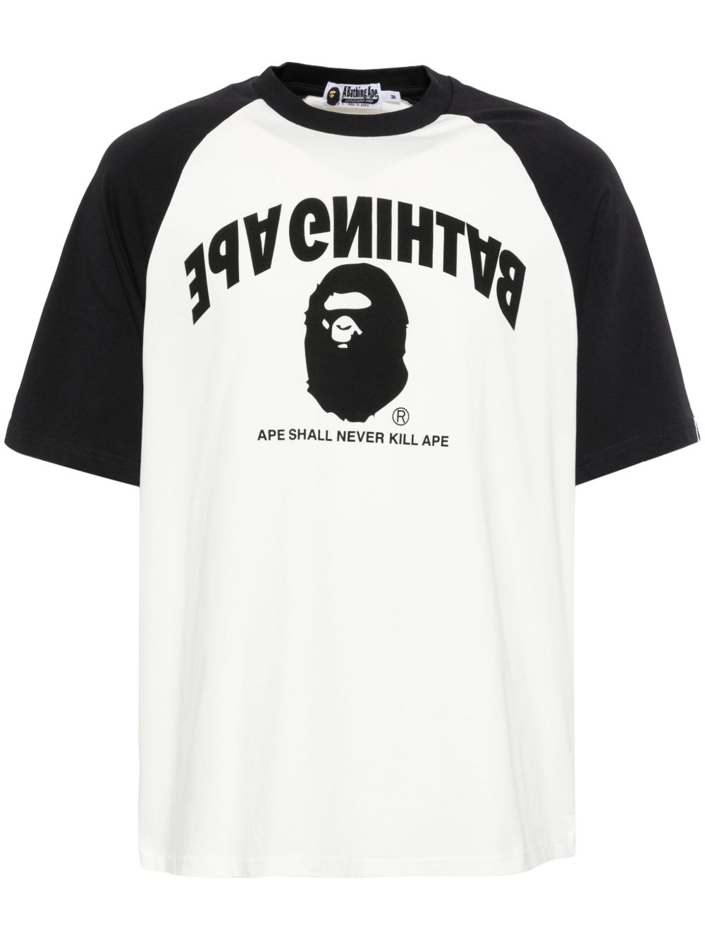 A BATHING APE® 校园风插肩式衣袖T恤 - 白色