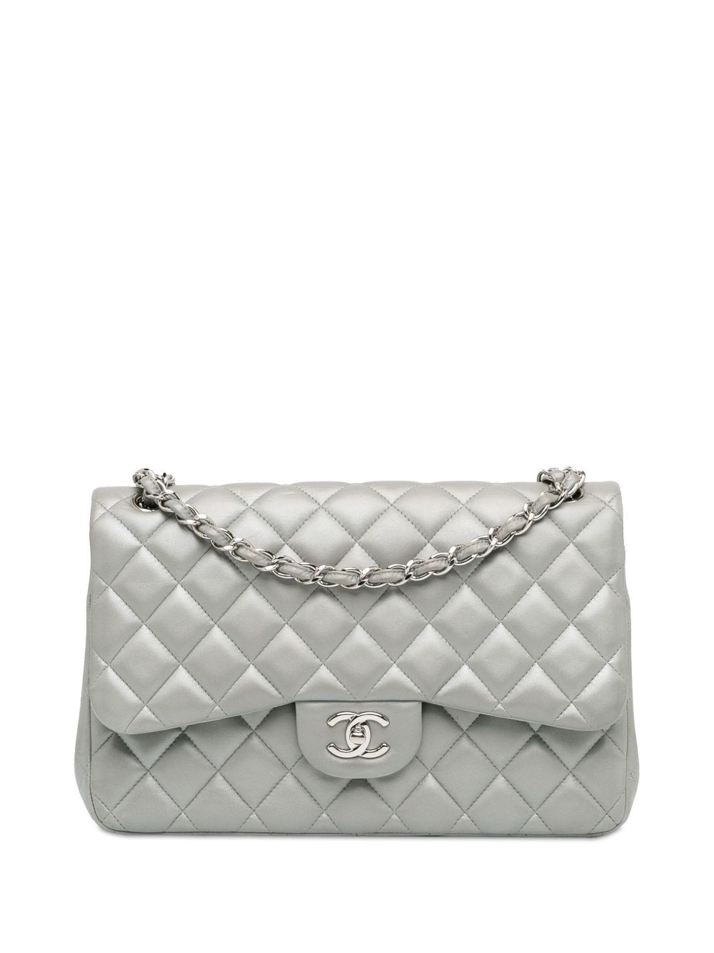 CHANEL Pre-Owned Jumbo Classic Lambskin Double Flap 单肩包（2012-2013年典藏款） - 银色