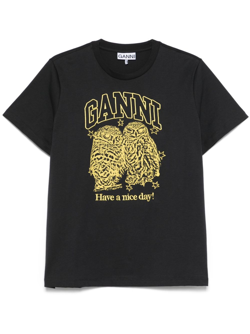 GANNI 平纹针织猫头鹰T恤 - 灰色