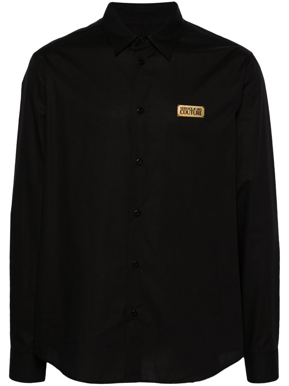 Versace Jeans Couture logo标牌棉衬衫 - 黑色