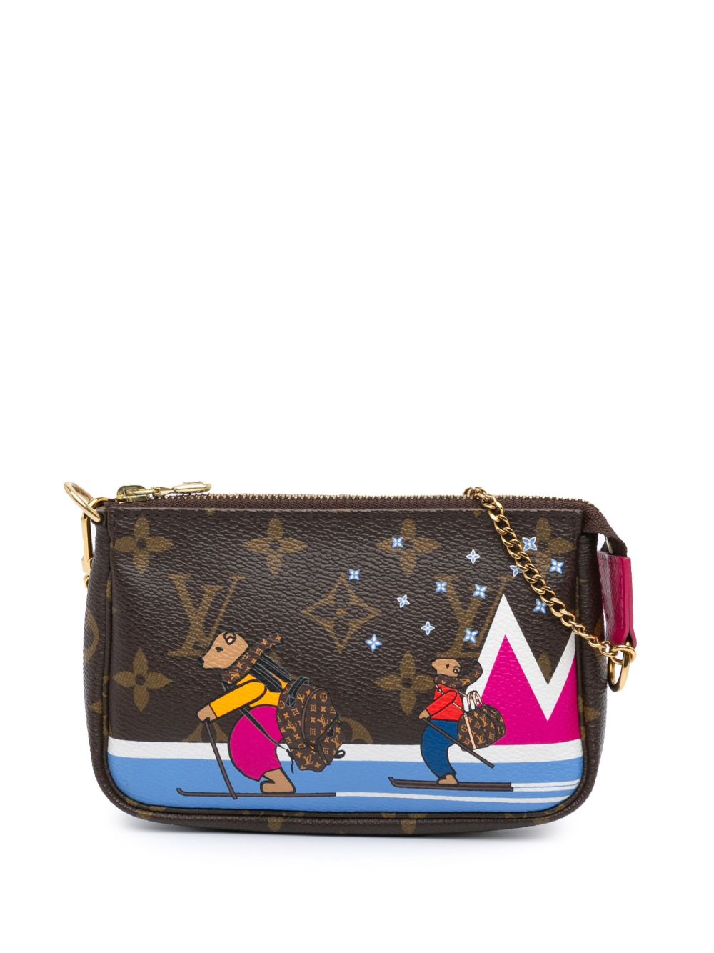 Louis Vuitton Pre-Owned Monogram Bears on Skis Christmas Animation Mini Pochette Accessories 单肩包（2018年典藏款） - 褐色